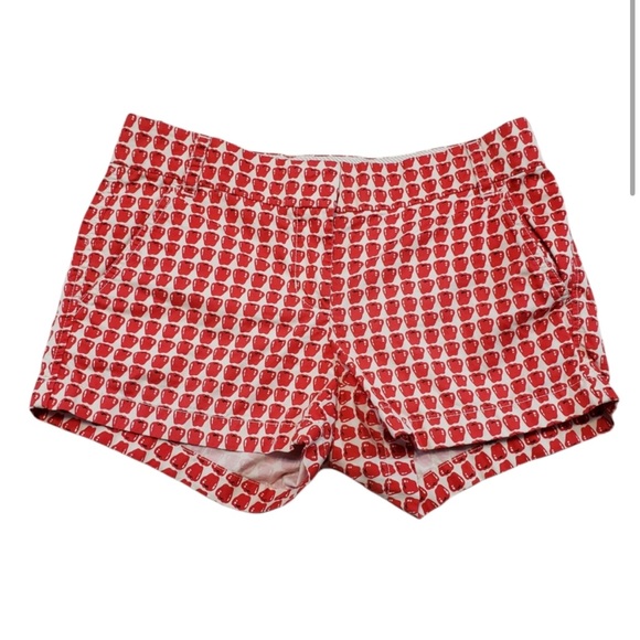 🍎J. Crew🍎 Apple Print Cotton Shorts Size 2 - Picture 1 of 8